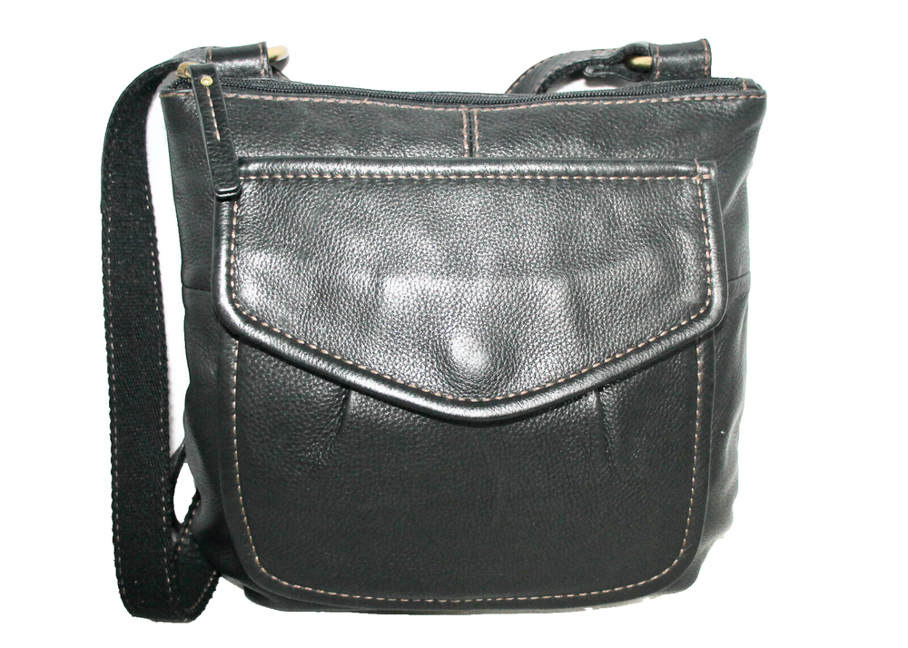 FOSSIL Key Per Black Pebbled Leather Multipocket Crossbody Organizer Bag SHB4520