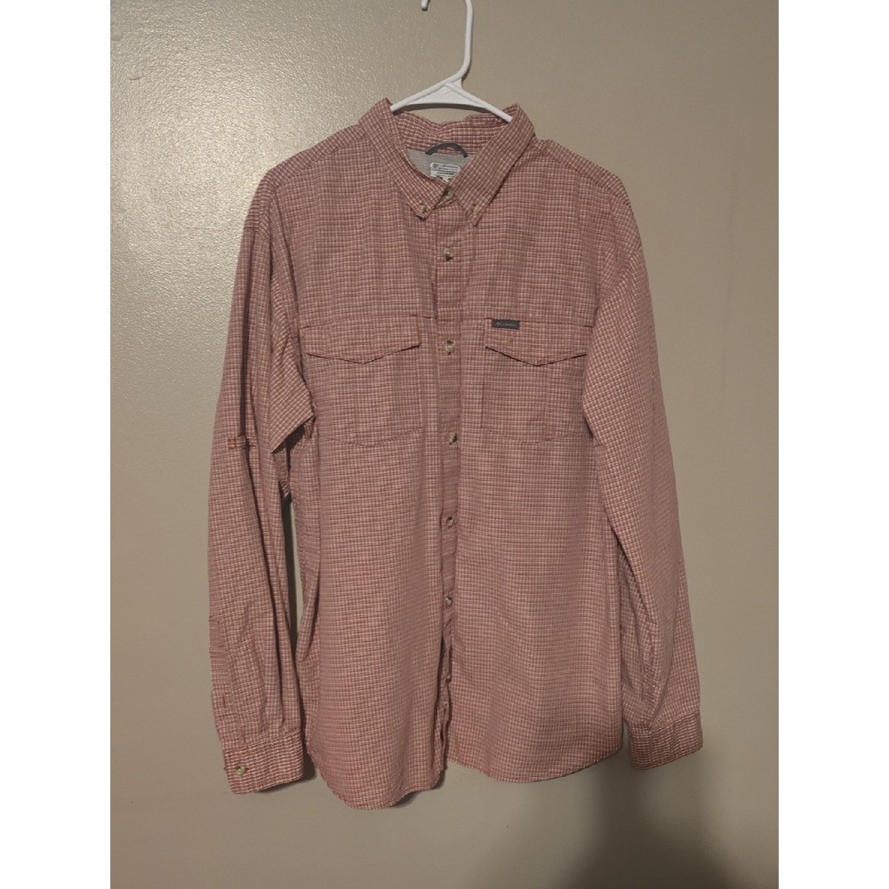 Columbia Omni Shade Shirt Men XL Red Plaid Vented Outdoor Long Sleeve Button Up