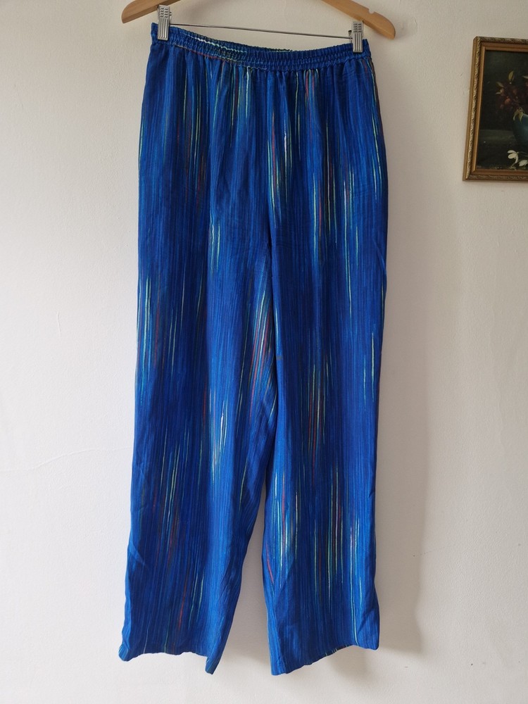 Vintage 80s 90s Abstract Arty Harem Trousers Baggy Elastic Waist Sizes 12 14-image