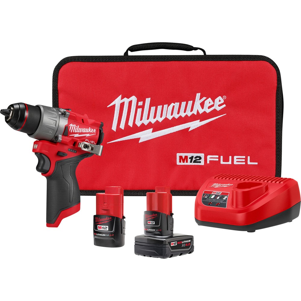 Milwaukee M12 FUEL Cordless Drill/Driver Kit,1/2in. Drill/Driver, 2 Batteries,