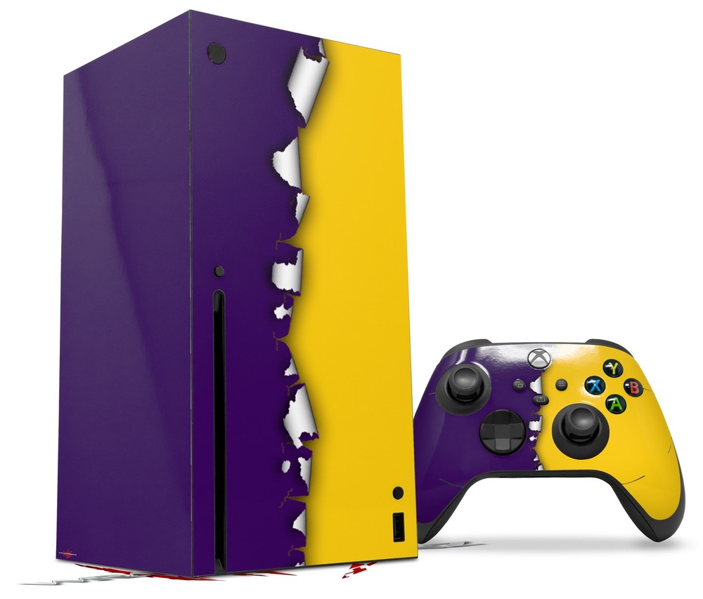 Skin Set for XBOX Series X Ripped Colors Purple Yellow