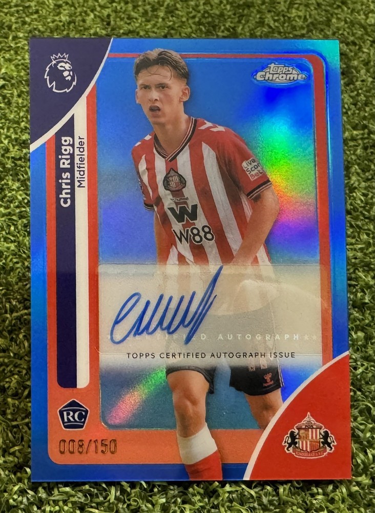 Topps Chrome Premier League 2026 Chris Rigg Rookie Auto/150 TRUE BLUE Sunderland