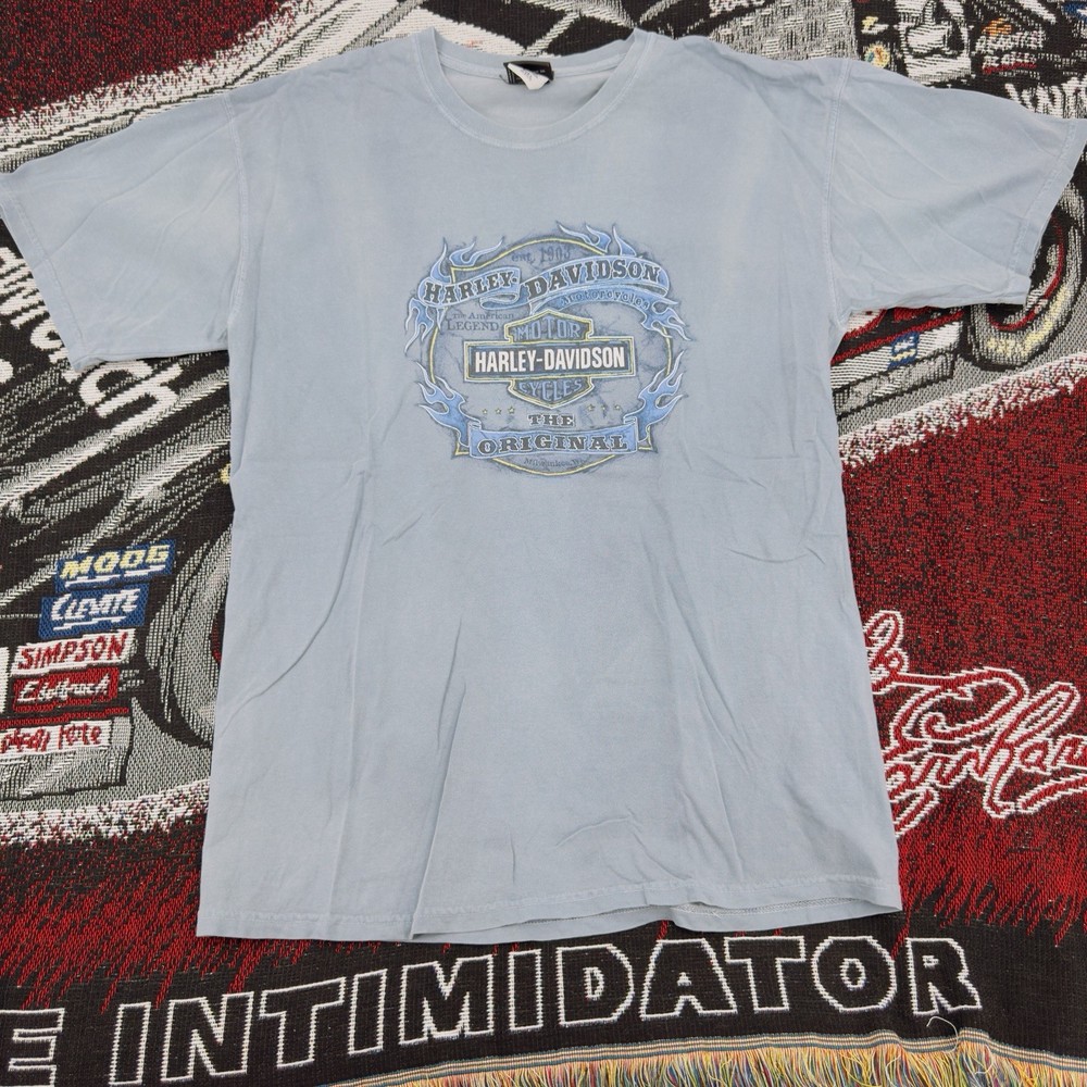 Harley Davidson Maui Hawaii T Shirt Mens Large Blue Motorcycle Graphic Biker Tee