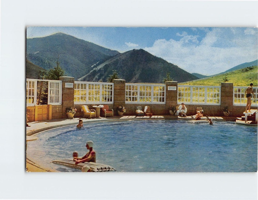 Postcard The glassed in warm water swimming pool at Sun Valley Lodge Idaho USA