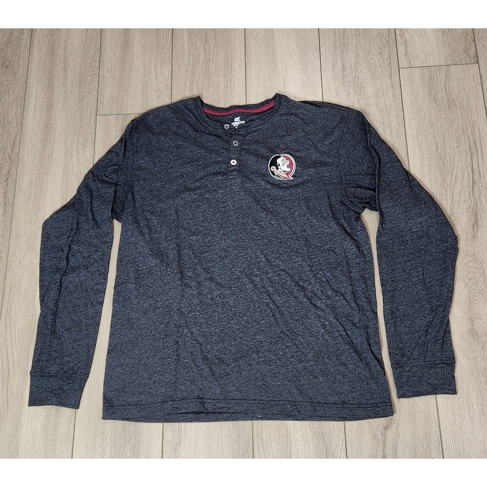 Florida State Seminoles Mens XL Henley Gray Shirt Long Sleeve FSU NCAA