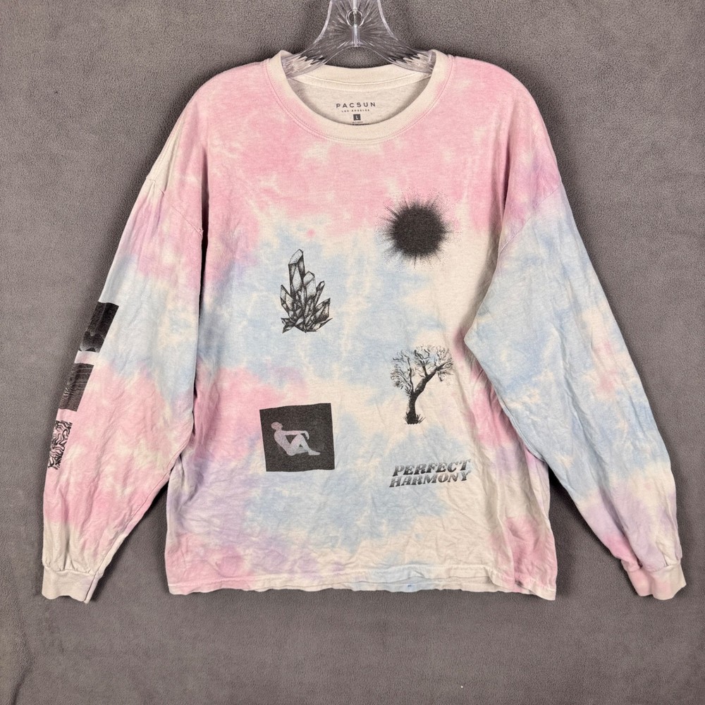 Pacsun Mens Tie Dye Long Sleeve T-Shirt L Multicolor Harmony Read!