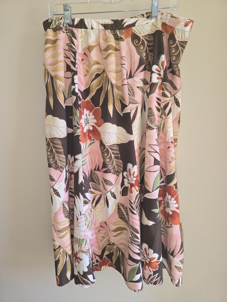 Women's VTG Napa Valley Pink Multicolor Floral Gypsy Maxi Skirt Linen Blend 16W