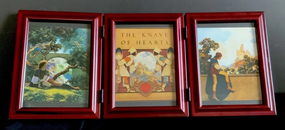 Maxfield Parrish “Knave Of Hearts” Tabletop/Mantle Triptych 1993 Unique Novelty