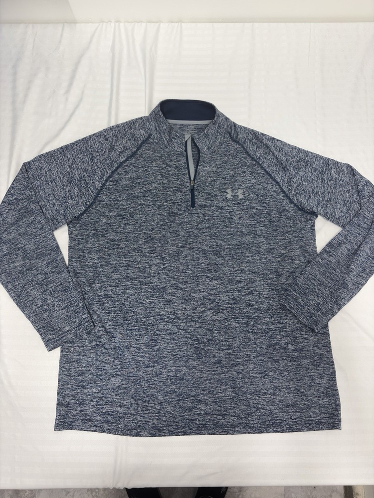 Men's Under Armour Tech 1/4 Zip Long Sleeve Shirt Color Blue Heather Size XL