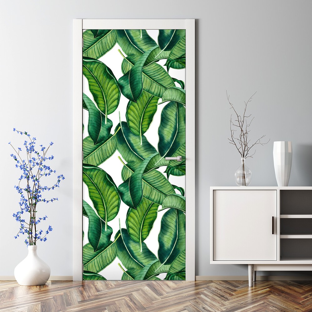Big Leaves Botanical Leaves Bubble Free Door sticker Exotic Tropical Nature