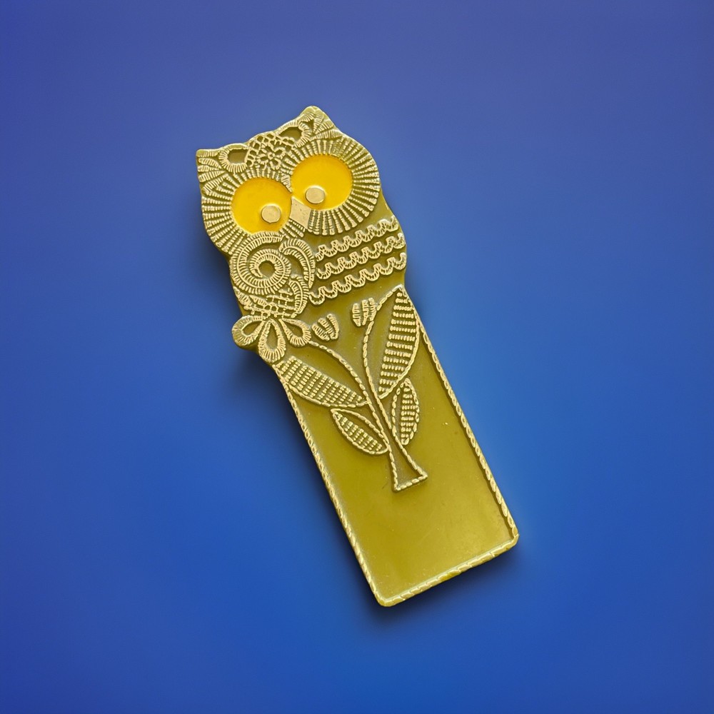 Vintage Japan Owl Stapler Green yellow eyes Retro Desktop Groovy MCM