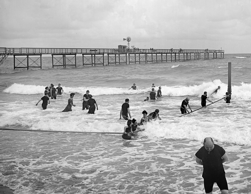 1904 Surf Bathing, Palm Beach, Florida Vintage Old Photo 8.5