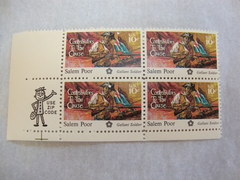Vintage 10c US postage stamp plate block MNH Salem Poor