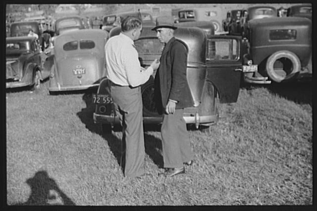 Photo:Tunbridge Vermont 1930s World's Fair Farm Security Cars Men