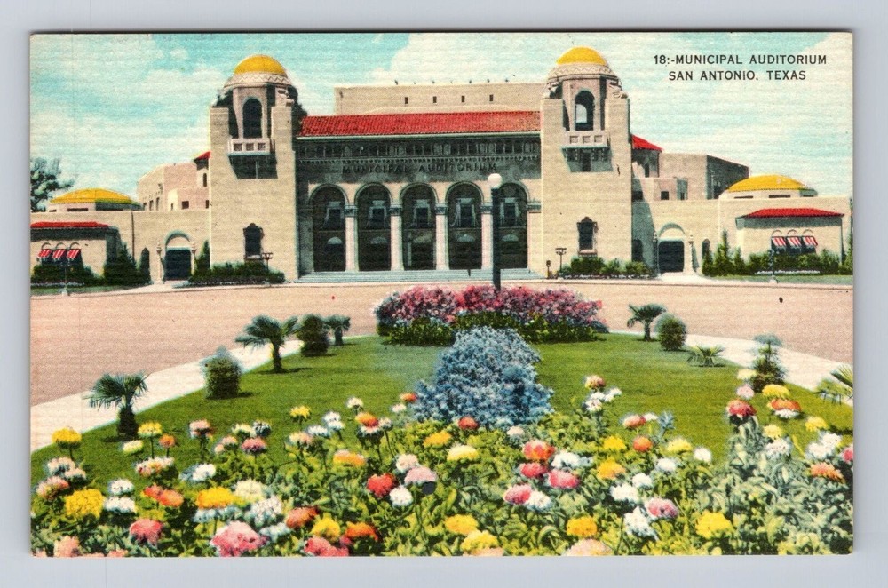 San Antonio TX-Texas, Municipal Auditorium, Antique, Vintage Souvenir Postcard