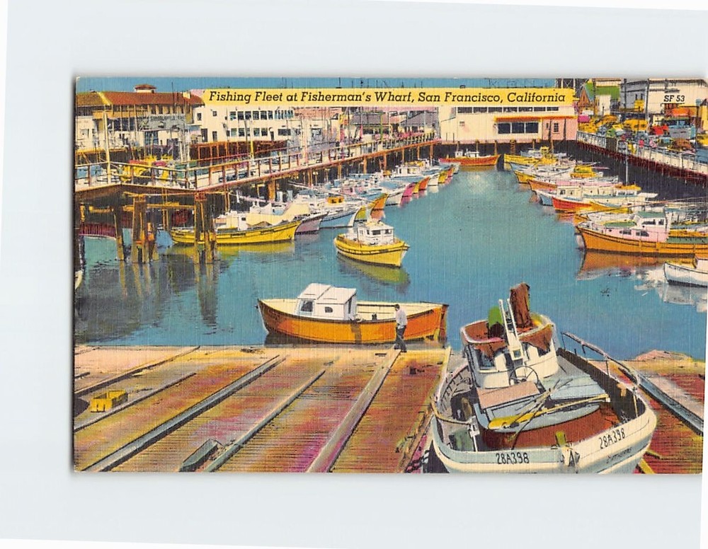Postcard Fishing Fleet At Fisherman's Wharf in San Francisco California