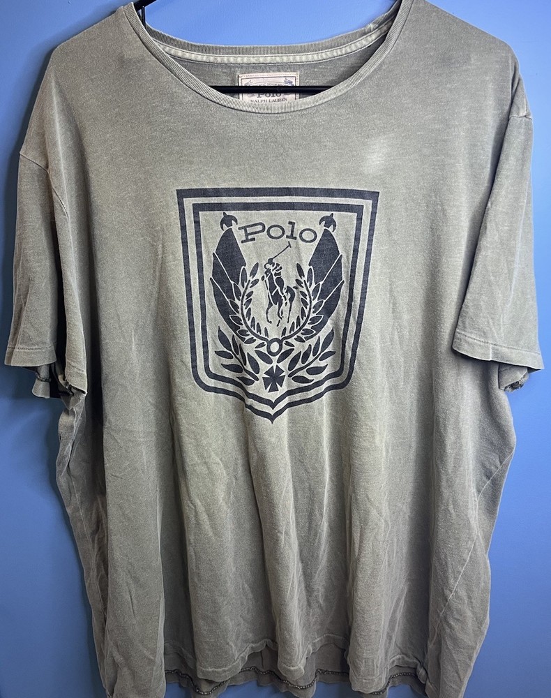 Polo Ralph Lauren Custom Slim Fit Crest Logo T Shirt Mens Size XL Olive Green