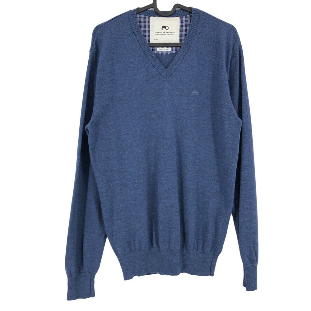 MOODS OF NORWAY Men V-Neck Slim Fit Jumper Pullover Sweater Size M