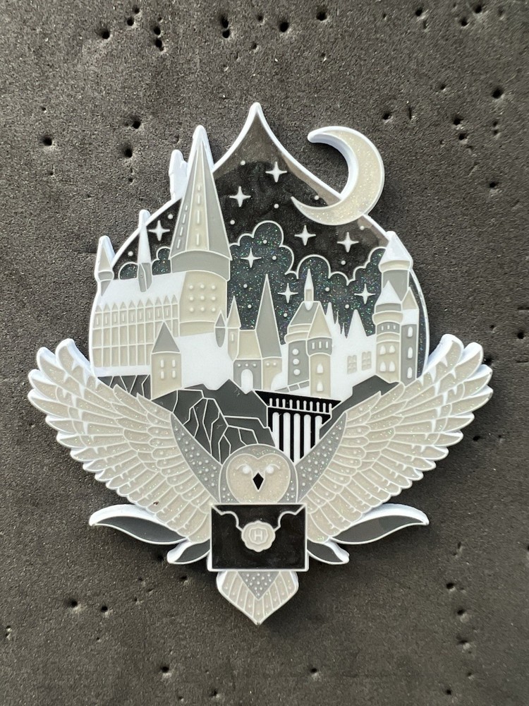 Harry Potter FANTASY Pin Laserbrain Patch Co Black And White Owl Castle
