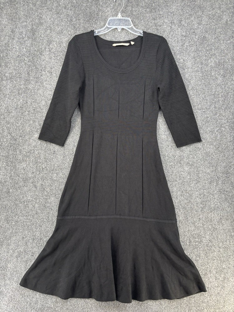 Soft Surroundings Black Raffinato Peplum Sweater Midi Dress Women’s Small Classy