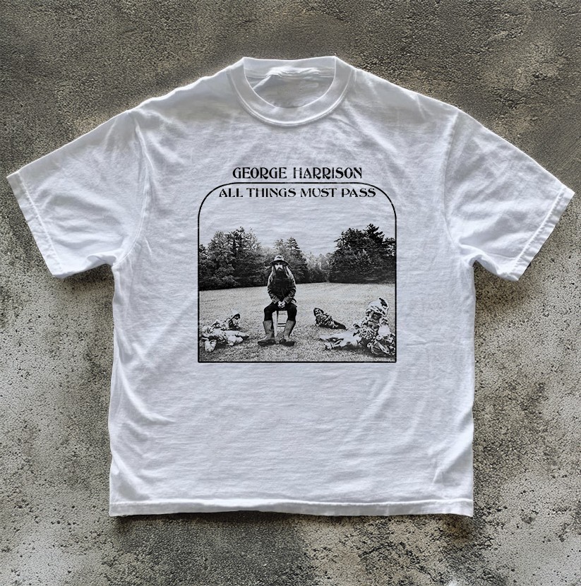 HOT! George Harrison - All Things Must Unisex White T-shirt Size S-5XL