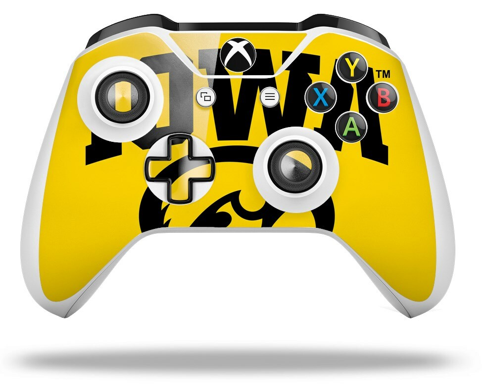 Skin for XBOX One S / X Controller Iowa Hawkeyes Tigerhawk Oval 01 Black on Gold