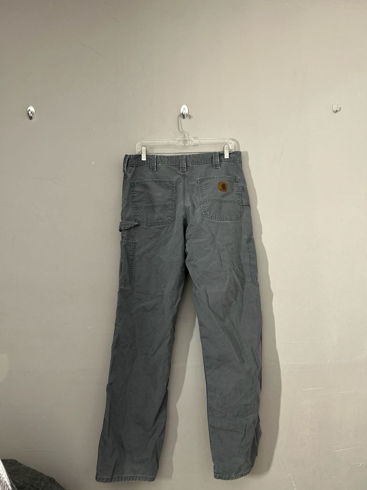 Carhartt B11 Loose Fit Washed Duck Carpenter Work Pants, Grey 34 x 34