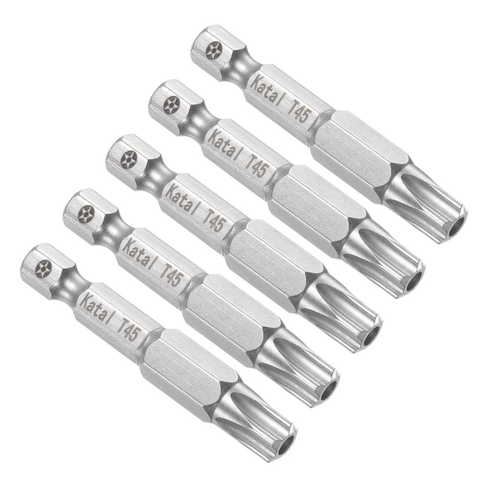 5PCS Magnetic T45 Torx Bits 1/4 Inch Shank 2 Inch Tamper Proof Star Driver Set