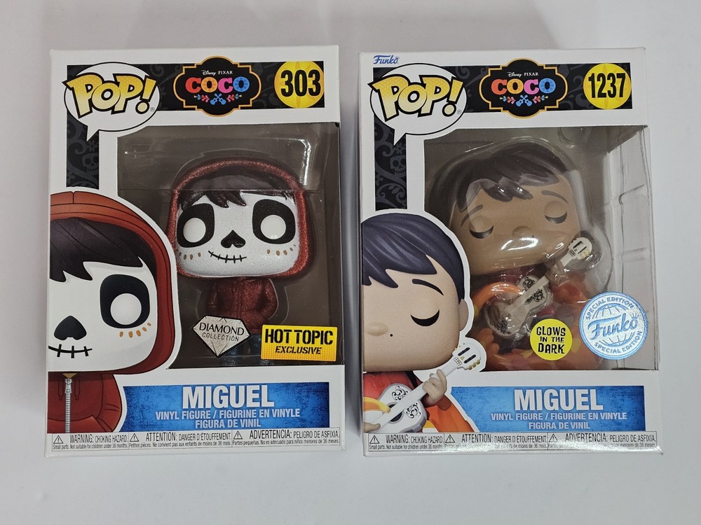 Coco Miguel Disney Pixar Lot Of 2 Glow in the Dark Special Edition Diamond H.T.