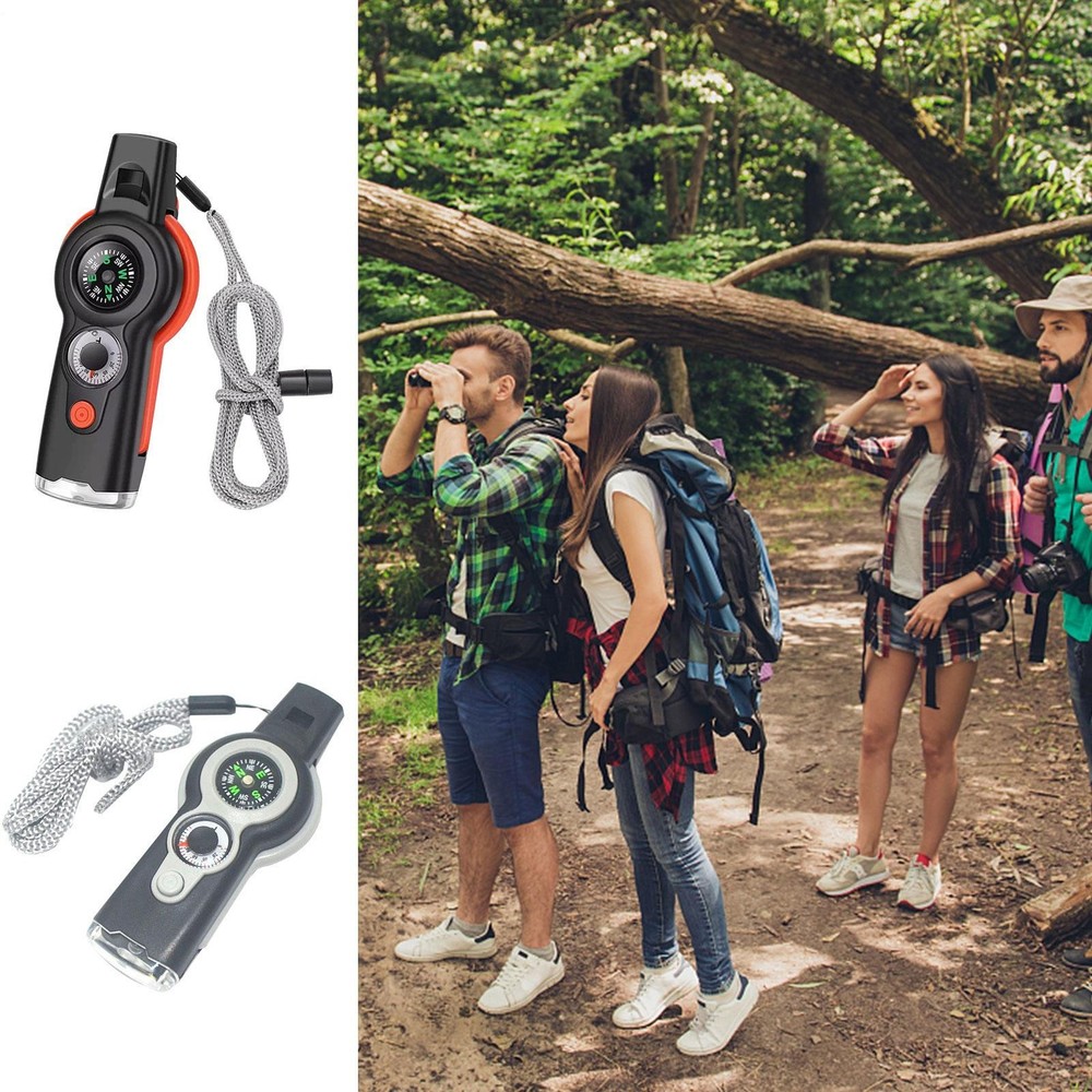Survival Whistle with Compass and Thermometer for Camping Hiking Emergencies