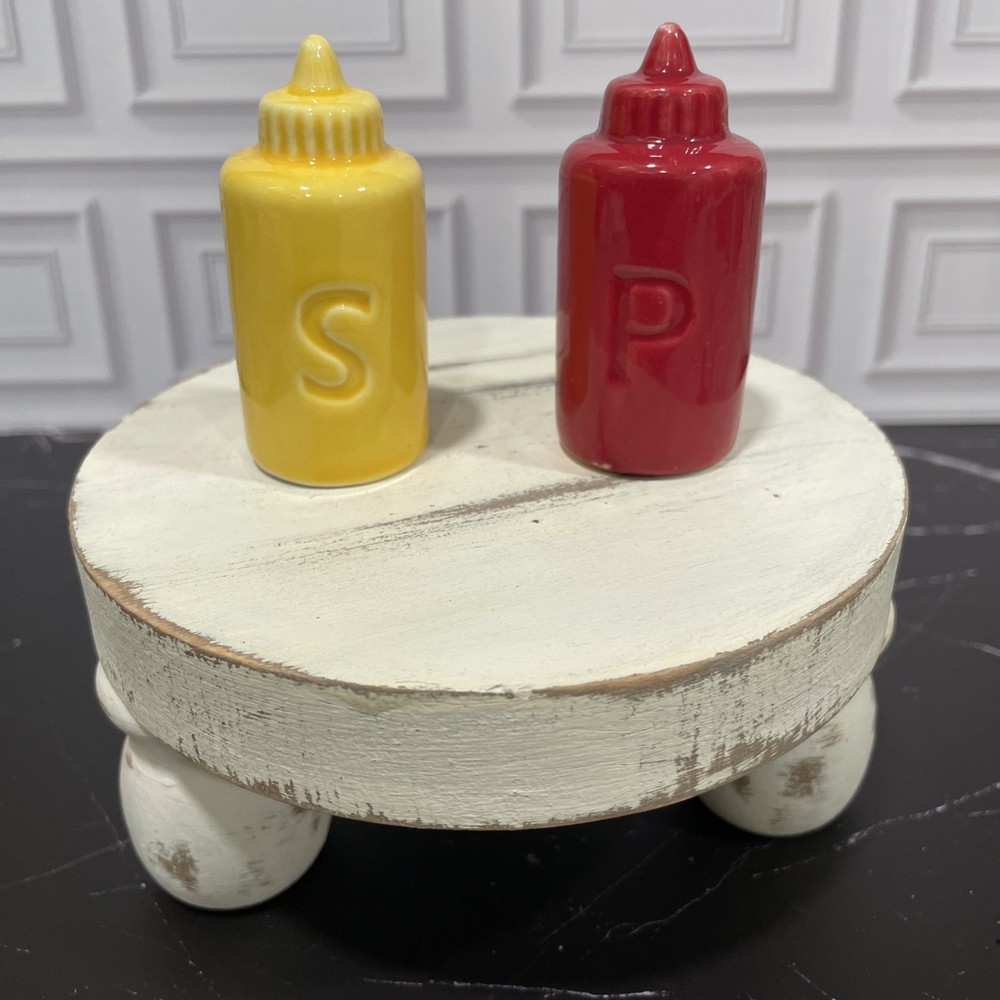 Cracker Barrel Mini Ketchup & Mustard Salt & Pepper Shakers