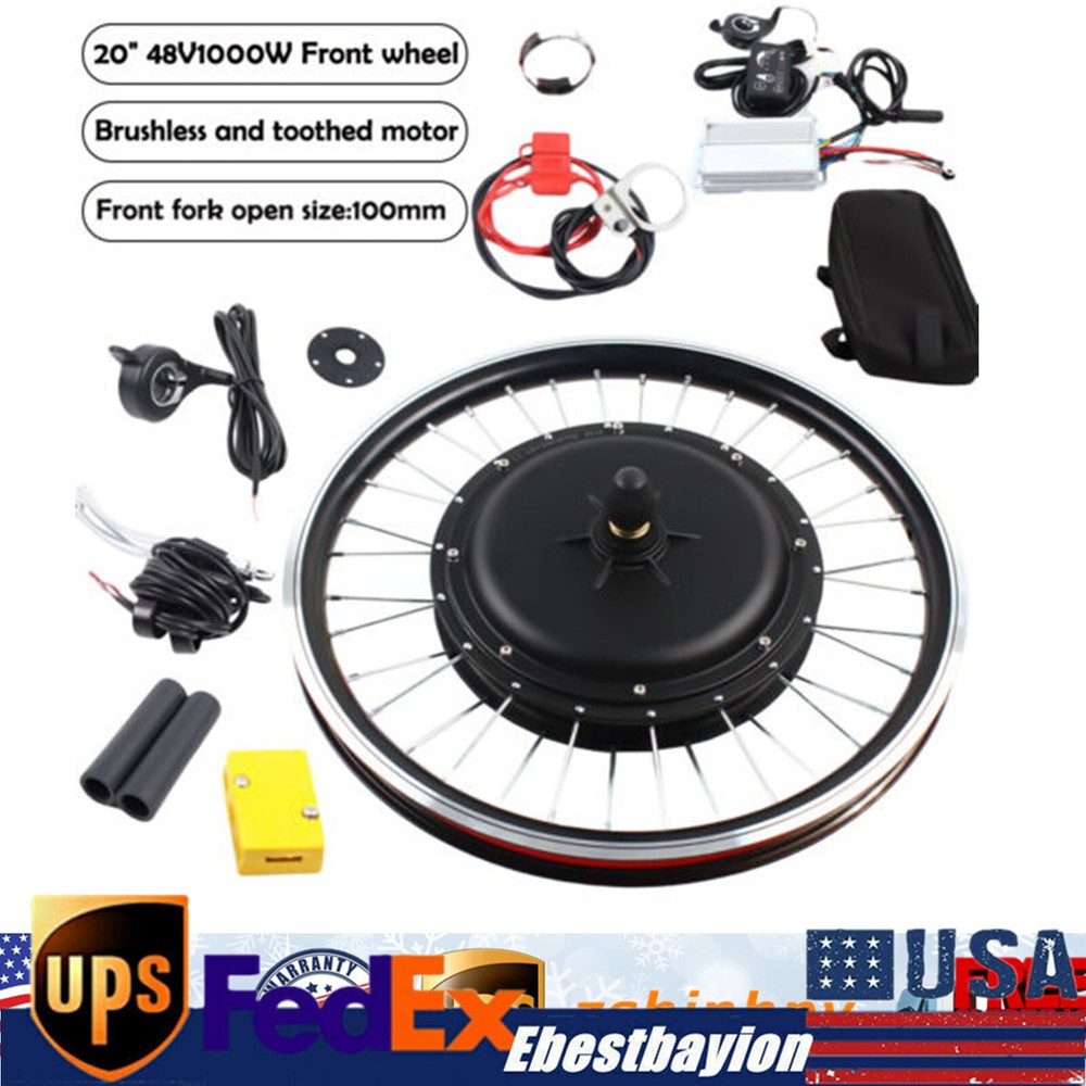 NEW E-Bike Conversion Kit Electric Bike Motor Front Wheel Kit 48V 1000W 20 inch