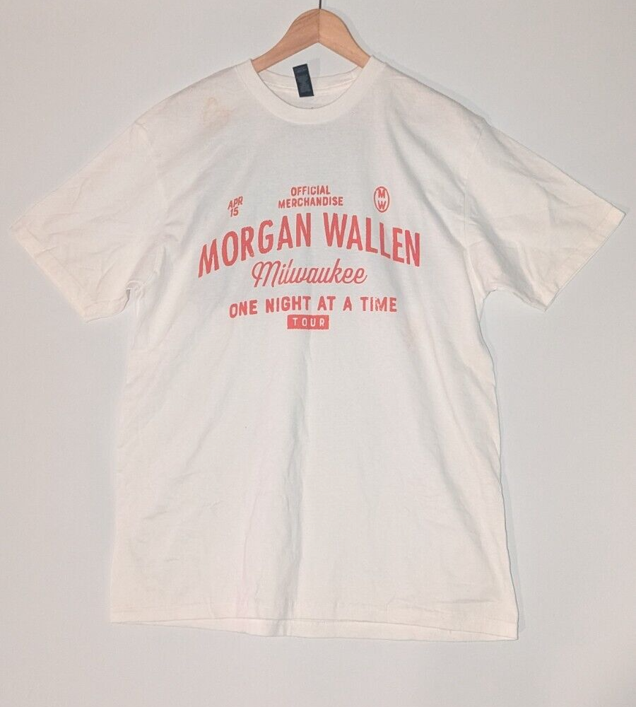 Morgan Wallen Milwaukee show merch t shirt tee white Size L