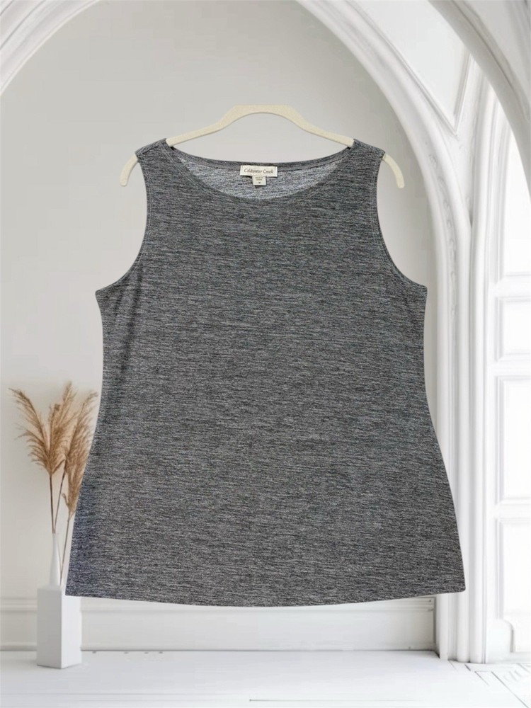 Coldwater Creek Womens Sleeveless Top Size Medium Gray Shimmer Summer Chic