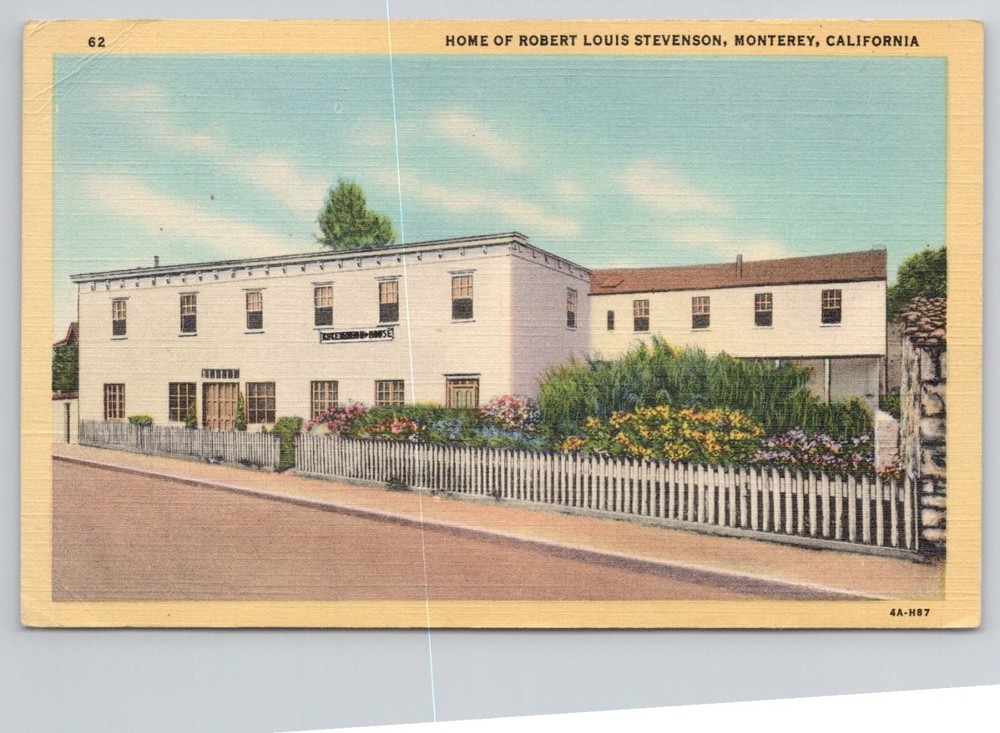 Robert Louis Stevenson House Monterey CA Linen Postcard Curteich 1930s