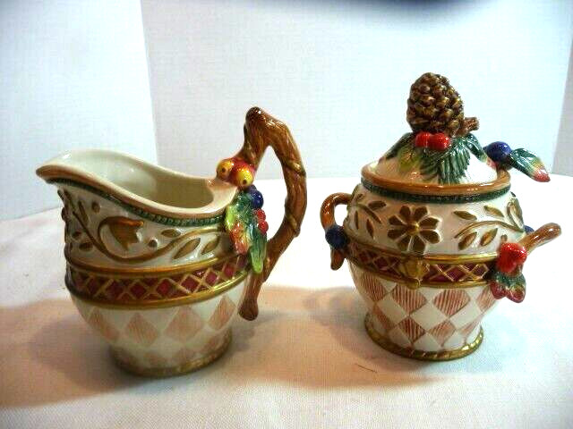 Fritz And Floyd Harvest ? Sugar Bowl With Spoon And Creamer -  Classic