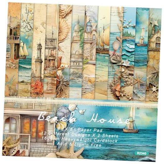 Scrapbook Paper Pad - 6x6 Sea Themed Travel & Vacation Scrapbooking Beach House