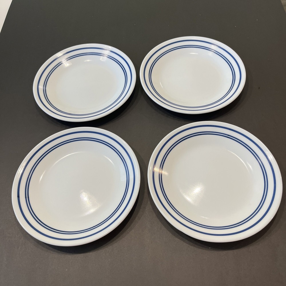 Set of 4 Classic Cafe Blue Corelle Blue Bread and Butter Plates 6.75