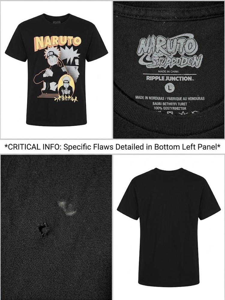 Title: Naruto Uzumaki Graphic T-Shirt Black Men's Size Large - Anime / Manga