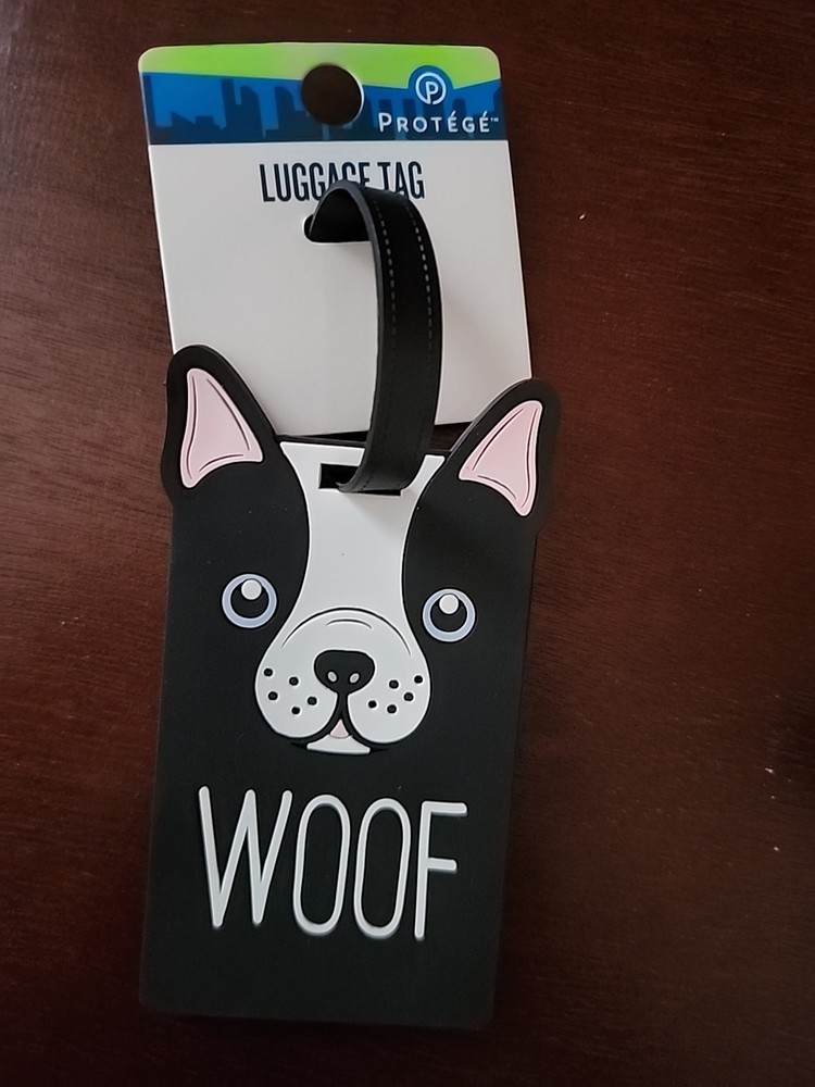 Luggage Tag-Protege Silicone Dog ID Holder-  Black / White 2.5 x 4