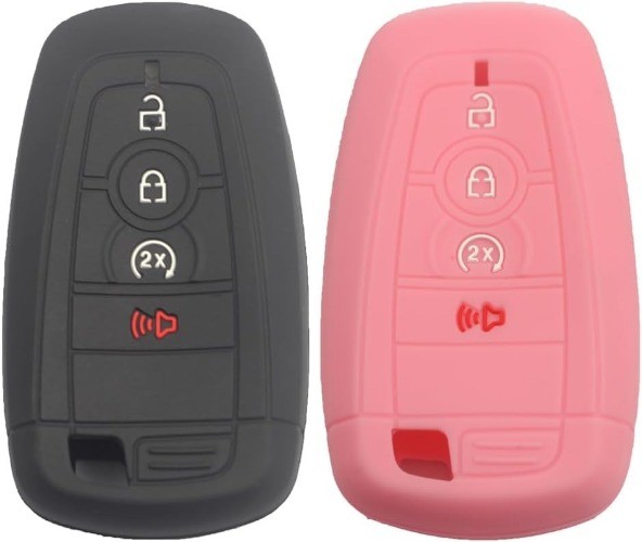 2pcs 4 Buttons Silicone Rubber Smart Key FobCover Case Prot Color: black pink