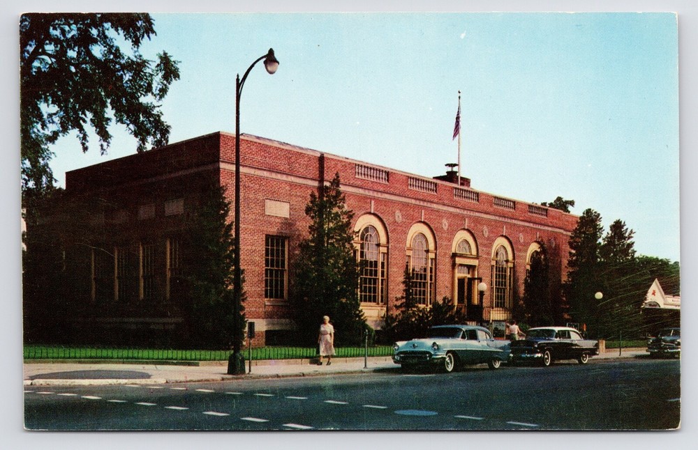 c1950s Post Office Street View Classic Cars Leominster Massachusetts MA Postcard