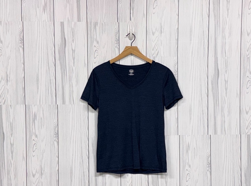 Athletic works tee shirt womens size small short sleeve solid navy stretch