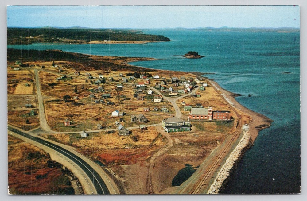 Pleasant Point Passamaquoddy Bay Maine Aerial View Vintage Postcard