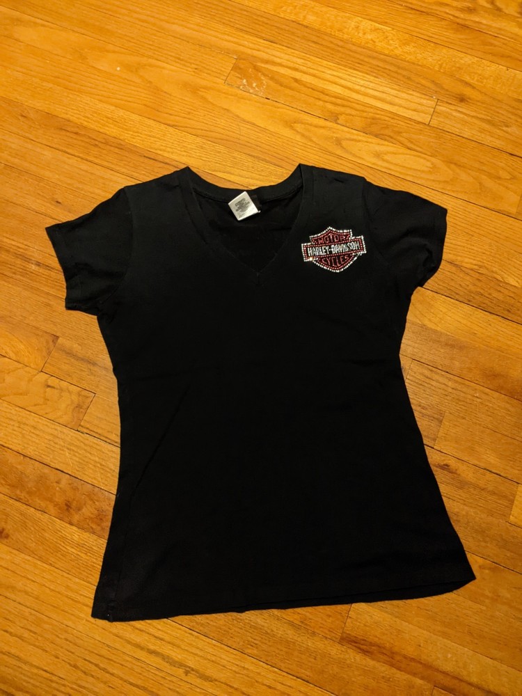 Vintage Harley Davidson Women's Pink Rhinestone T-shirt sz XL