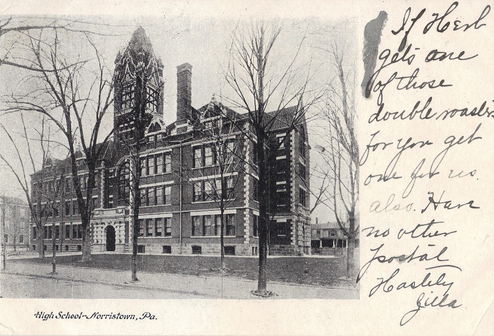 Norristown PA  High School 1905 UDB B/W Postcard