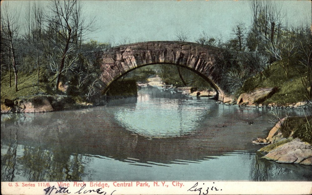 Vine Arch Bridge Central Park New York City UDB posted vintage postcard c555