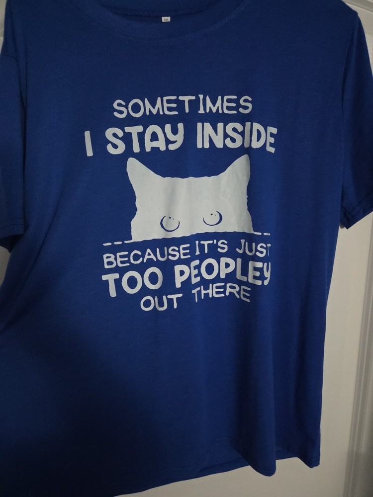 XXL Blue Novelty T-Shirt. Never Worn w/o Tags. Excellent Condition. Cotton Blend