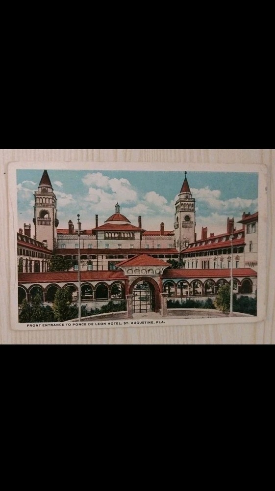 Ponce De Leon Hotel Front Entrance ~ St. Augustine Florida FL ~ Vintage Postcard