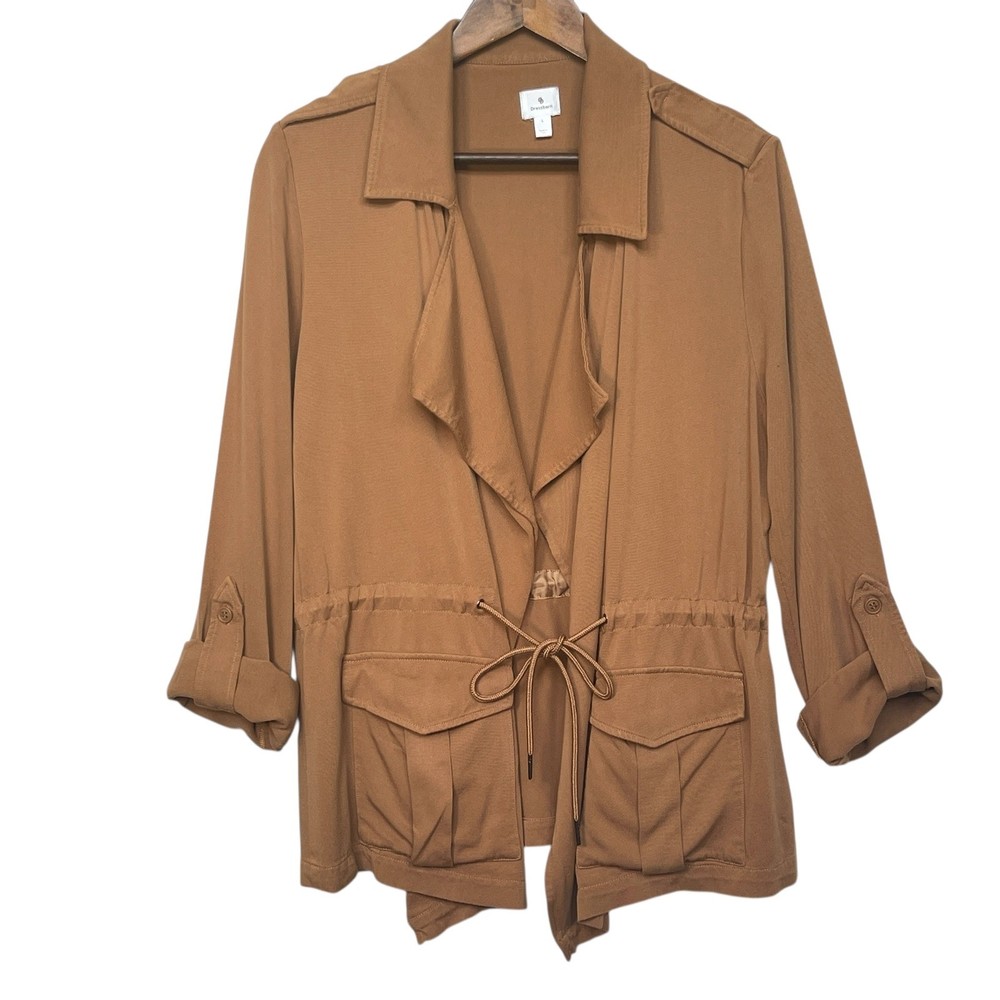 Dressbarn Women's Lightweight Tan Brown Duster Jacket Top Size Large